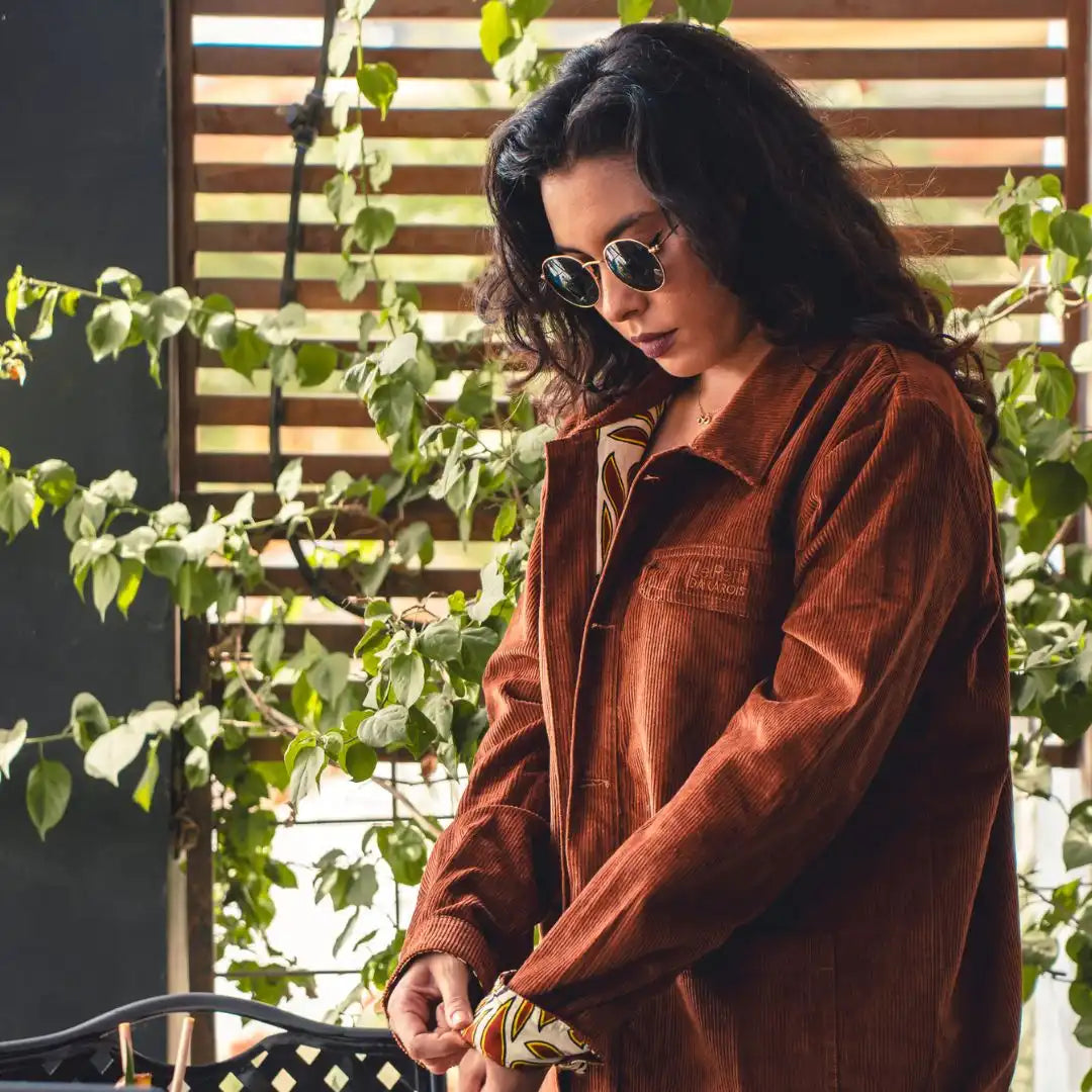 Veste Velours Côtelé Blouson Femme Coton VESTE VELOURS CÔTELÉ CAMBERENE (ACAJOU) – Le Petit Dakarois