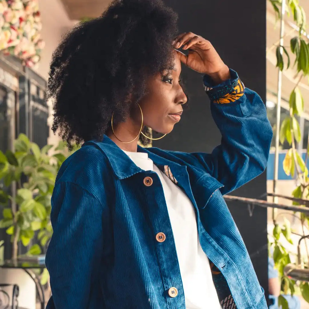 Veste velours bleue femme online